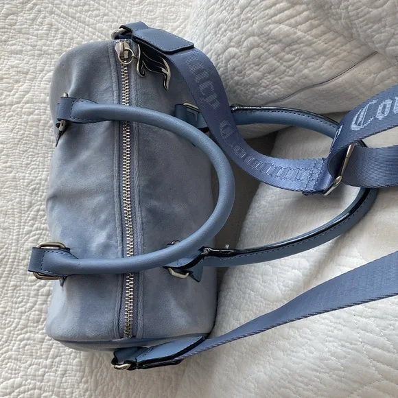 Juicy Couture Slate Blue Obsession Velour Satchel - Picture 5 of 13